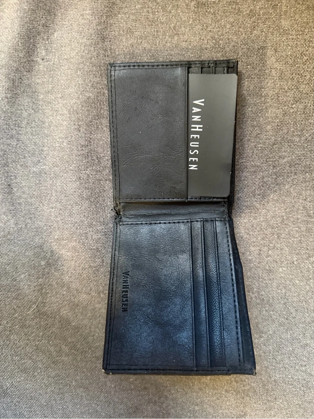 Van Heusen Black Slim Leather Card Holder Wallet NWOT